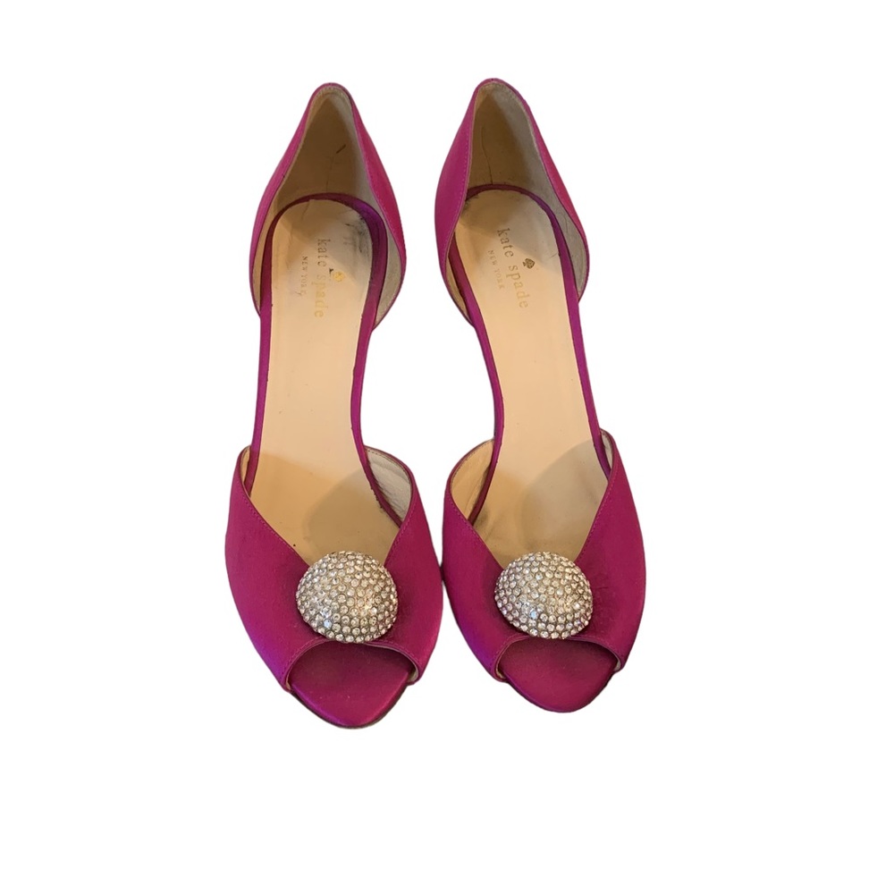 Kate Spade Pink Satin Kitten Heel Peep Toe size 9 1/2
